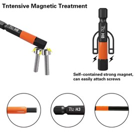 Leliafleury 5Pcs Magnetic Allen Key Drill Bit H2 Impact Hex Head Screwdriver Bit 1/4 Inch Hex Shank, 100mm Length