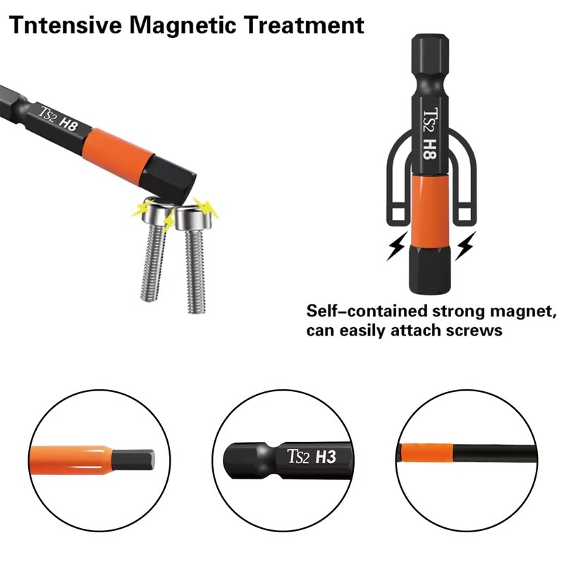 Leliafleury 5Pcs Magnetic Allen Key Drill Bit H2 Impact Hex