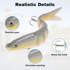 CAPASTEC Freshwater Lifelike Catfish Fishing Lures, Realistic Segment Lifelike Fishing Lures, 3D Eyes for Enhanced Attraction, Brown, 3 Pcs