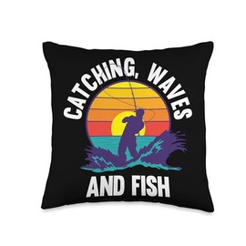 Angler, Fischer, Angel Fish Fish Outifts And Gifts Angel, Angler Fisherman Outfit Bass Fishing Throw Pillow, 16x16, Multicolor