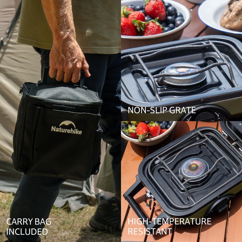 Naturehike 2 Burner Folding Camping Stove, Portable Camp Propane Gas