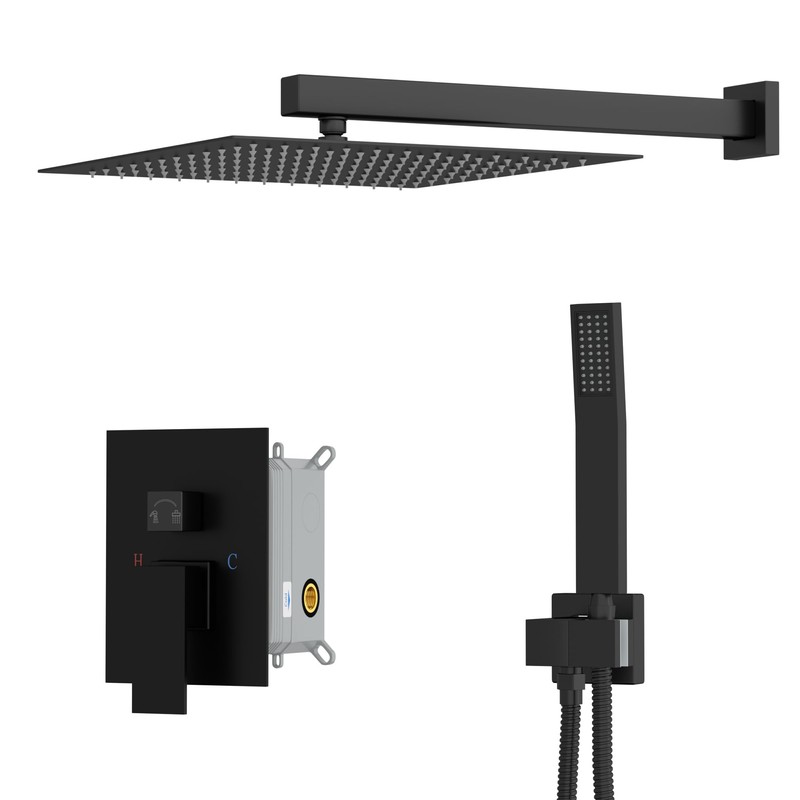 Dcolora 10 In. Rainfall Shower System with Handheld, Matte Black