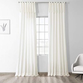 HPD Half Price Drapes PRCT-S01B-108-TT Solid Cotton Tie-Top Curtain (1 Panel), 50 X 108, Fresh Popcorn