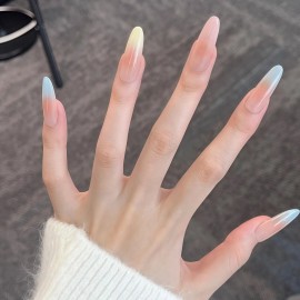 Unbranded 10Pcs Long Almond False Press on Nails Fingertip Rainbow Candy Color Fake Nails