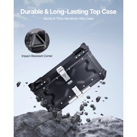 VEVOR Motorcycle Top Case 65L, Universal Aluminum Alloy Motorbike Tail Box with Leather Lining, 65L Waterproof Detachable Motorcycle Top Box with Lock & Back Cushion, Fit for 99% of Motorcycle Frames