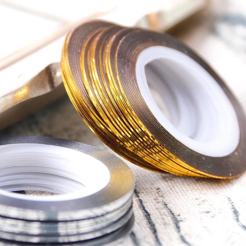 20 Pcs Glitter Gold Silver Nail Art Striping Tape Line