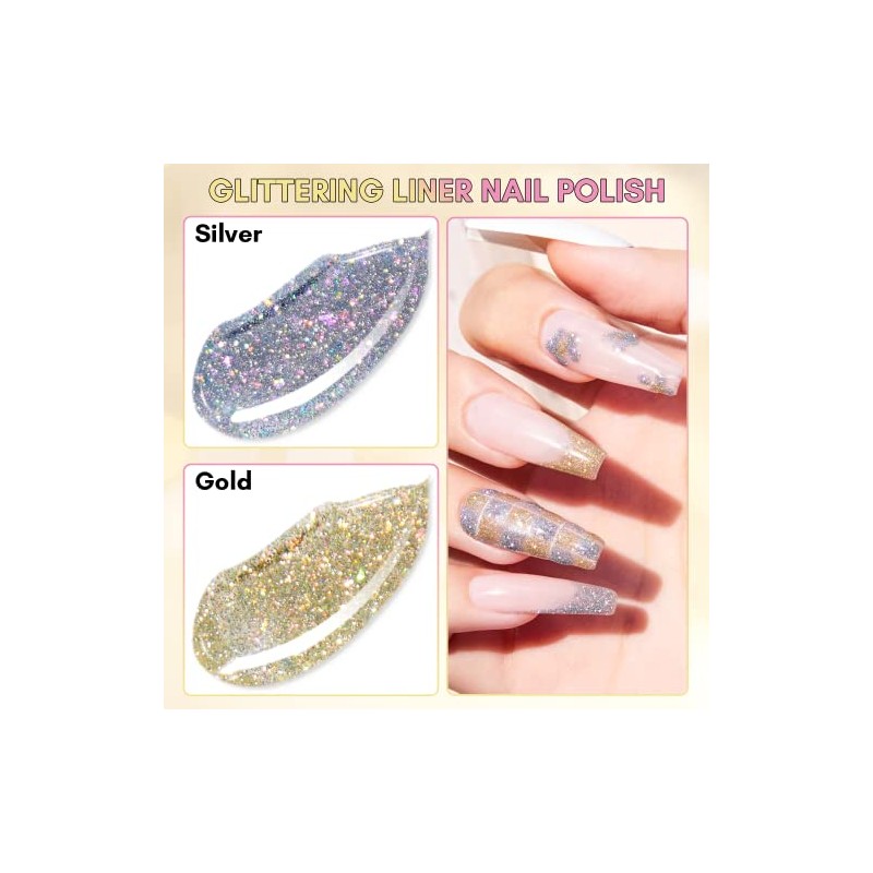 Makartt Gel Nail Polish Set 8ml 2 Colors Reflective Glitter
