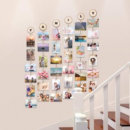 MOVEONSTEP Photo Frames Multiple Photos Picture Frames For Wall Picture Hanging Kit Collage Photo Frames (2 Sheets Alphabet & Number Stickers)