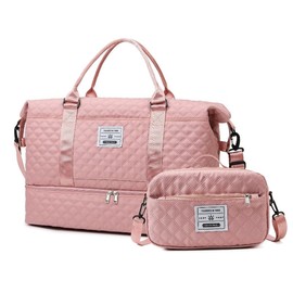 Large Capacity Travel Duffle Bag - Water-Resistant, Adjustable Strap, Polyester Lining, Fashion Style - Ideal for Sports, Fitness, Gym, Yoga, Weekender Overnight Trips and Luggage Organization - Color: Fuchsia