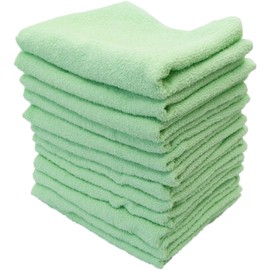 Nakamura Face Towels, Color Towels, Commercial Use, Special Selection, 12 Pieces, 100% Cotton, 200 Momme, Approx. 2.2 oz (62.5 g), Green, 31.5 x 13.2 inches (80 x 33.5 cm)