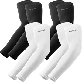 4 Pairs UV Sun Protection Arm Sleeves - Tattoo Cover Up - UPF 50 Sports Compression Cooling Sleeve for Men & Women