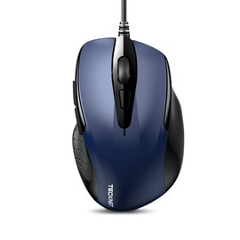 TECKNET Maus mit Kabel, Optical Business Mouse Verdrahtete Ergonomische Maus mit 6 Tasten, 2 Verstellbare DPI Level, USB-Kabel 150 cm