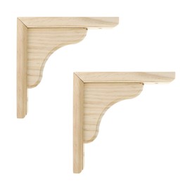 Mcredy 2 PCS Wood Shelf Bracket,6 Inch Triangle Wall Mount L Bracket Shelf Support,Wave Wooden Floating Shelf Supports Include Mounting Screw