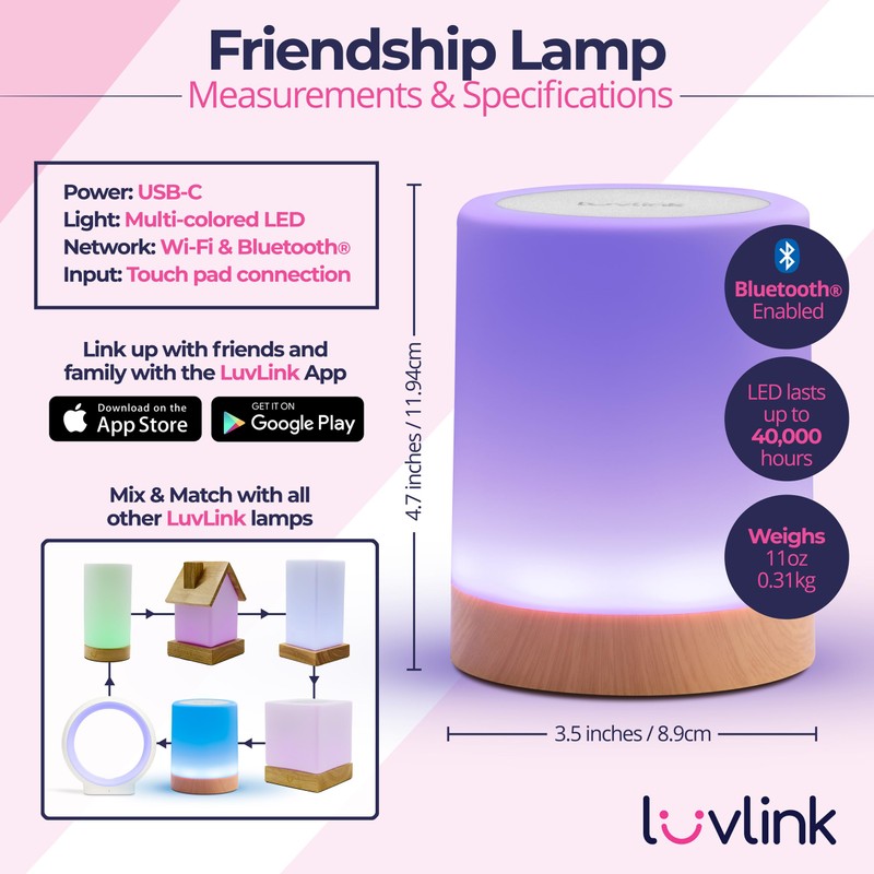 LuvLink Friendship Lamps No Subscription WiFi Touch Lamp for Long