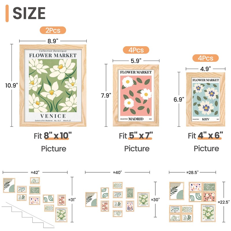 upsimples 10 Pack Picture Frames Collage Wall Decor for Mounting
