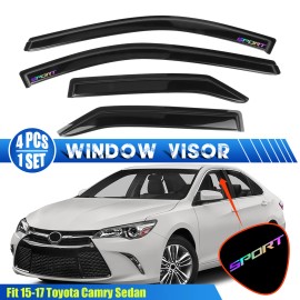 Fits For 15-17 Toyota Camry Sedan Window Visor Shade Rain Guard w/ Laser Sport