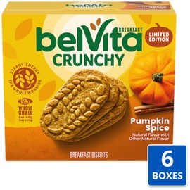 belVita Breakfast Bars Biscuits, Pumpkin Spice, 30 Total Packs, 6 Boxes (4 Biscuits Per Pack)
