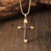 Ropartman Wooden Cross Necklace for Men, 18K Gold Plated Stainless