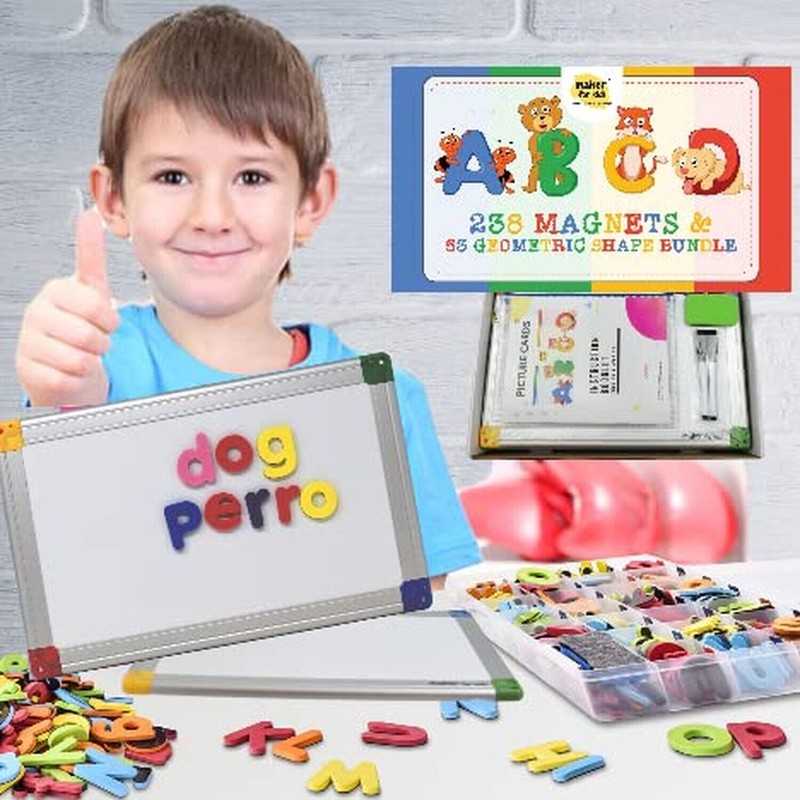 291Pcs ABC Magnets Board Magnetic Letters Numbers and Shapes Maker