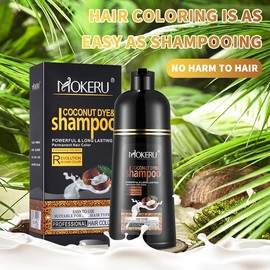 Roivikis MOKERU Coconut Oil Dark Brown Hair Dye Shampoo 3 in 1 for Gray Coverage Color Shampoo for Women Men Semi-Permanent