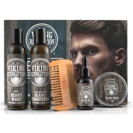Ultimate Beard Care Conditioner Kit - Beard Grooming Kit for Men Softens, Smoothes and Soothes Beard Itch- Contains Beard Wash & Conditioner, Beard Oil, Beard Balm and Beard Comb- Classic Set
