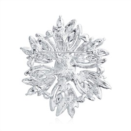 Bling Jewelry Large Statement Vintage Style Crystal Flower Simulated Pink Tourmaline Crystal Brooch Pin for Women for Mother Silver Plated