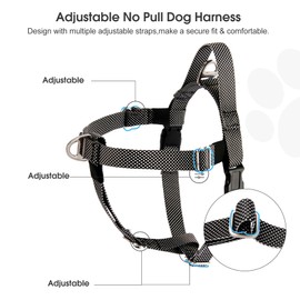 Annchwool Adjustable Dog Harness-Lightweight No Pull Dog Harness with Handle for Small & Medium and Large Dogs-Front Clip Easy for Walking Vest Harness(Black,S)