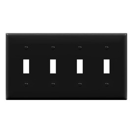ENERLITES Quad Toggle Light Switch Wall Plate, Standard Size 4-Gang 4.50" x 8.19", Unbreakable Polycarbonate Thermoplastic, 8814-BK, Black