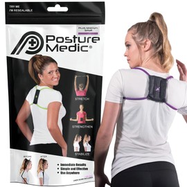 PRIMEKINETIX PostureMedic Dynamic Posture Corrector - Active Resistance Training System for Upper Back Strengthening & Shoulder Alignment - Stretches Chest, Strengthens Back - Doctor Recommended - Size S (Purple)