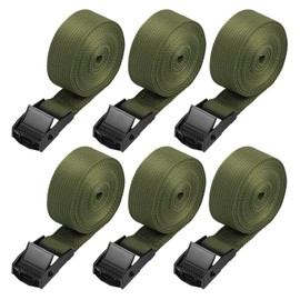 Hejo 6PCS Ratchet Straps, Green Ratchet Tie Down Straps with Cam Buckle, Heavy Duty Tensioning Belts Adjustable Lashing Straps for Motorcycles, Bikes, Luggage(250x2.5cm)