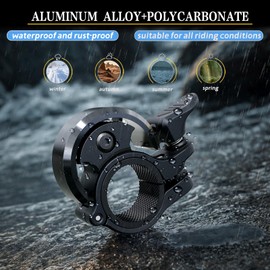 Greallthy Bicycle Bell, Mini Aluminium Alloy Bell Bicycle Super Loud Bicycle Bell, 2025 Upgrade Bicycle Bell for MTB Road Bike Ebike Mountain Bike, 19-25.4 mm Handlebars