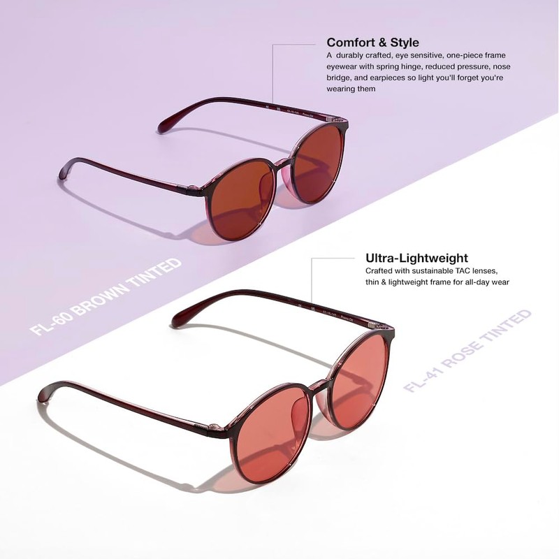 BRADDELL Indoor FL-41 Rose & Outdoor FL-60 Brown Tinted Migraine