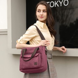 DIRRONA Handbag Women's Canvas Fashion Shoulder Bag Lightweight Messenger Bag Women's Bag Multiple Pockets Casual Travel Waterproof School Work Women's Handbag, purple