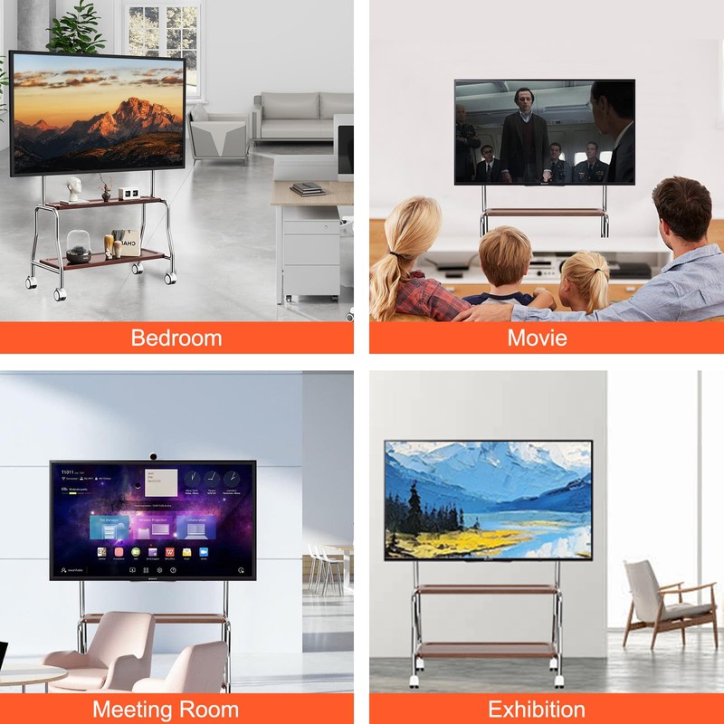Easel Rolling TV Stand for 32-75" TVs, Stainless Steel TV