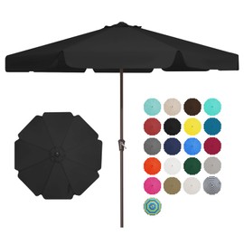 JEAREY 11' Patio Umbrellas Outdoor Table Market Umbrella w/Crank, 8 Sturdy Ribs, UV Protection Waterproof Sunproof(Black)