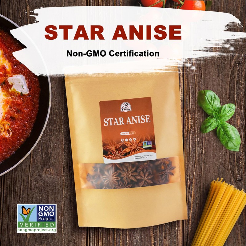 52USA Star Anise Whole, 4 Ounce (Pack of 1), NON-GMO
