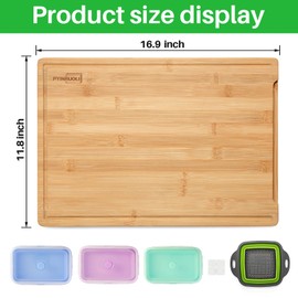 PYINRUOLI Expandable Bamboo Cutting Board With Containers,Over The Sink Cutting Board For Kitchen,Meal Prep deck For Food (Multicolor) Large