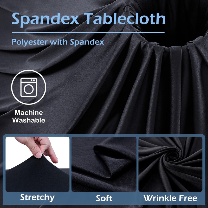 NSSONBEN 6 pk Dusty Blue Spandex Round Table Cloths for