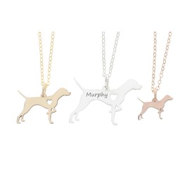 German Shorthaired Pointer Necklace - IBD - Personalize Name Date - Pendant Size Options - Sterling Silver 14K Rose Gold Filled Charm