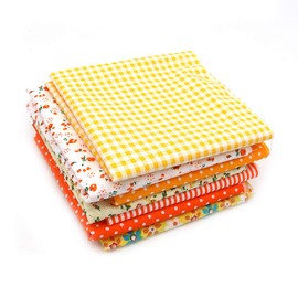 Namvo 7pcs 50 x 50cm Cotton Craft Material Patchwork Pattern Cloths DIY Handmade Sewing Quilting Fabric Different Designs Yellow Tone