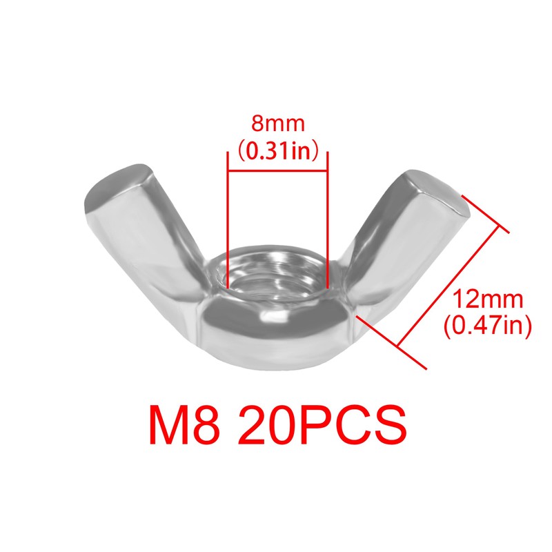 GIVIHGETI Pack of 20 Wing Nuts M8 Wing Nuts Stainless