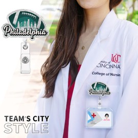 Aoryalps Philadelphia City Badge Reel Holder, Retractable with ID Clip for Nurse Nursing Name Tag Card Nursing Student Teacher Doctor Medical Assistant Work Office Clip-Gifts for Nurse