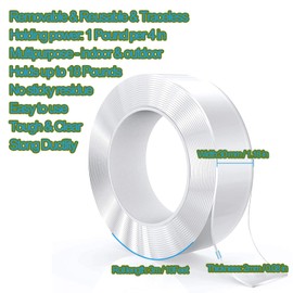 3 Pack Double Sided Tape Heavy Duty, 1.18" x 10' Nano Tape, Double Sided Mounting Tape, Heavy Duty Tape for Walls, Wall Tape, Clear Adhesive Tape Picture Hanging Strips for Poster Photo Wall Décor