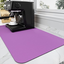 HotLive Coffee Mat - Coffee Bar Mat for Countertops | Coffee Bar Accessories Fit Under Coffee Maker Espresso Machine | Absorbent Hide Stain Rubber Backed Dish Drying Mat for Kitchen Counter, Purple
