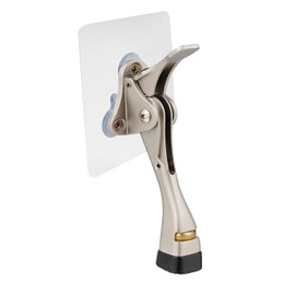 HOME&I No Drilling Kick Down Doorstops with Self-Adhesive Mounting Screw Bracket,Height-Adjustable Rubber Foot (Pedal/Bracket, 4" Nickel)