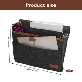 Dark Grey Bed Organiser for Hanging, 28 x 22 x 8 cm Bed Bag, Hanging Bed Frame Made of Felt, Organiser Bag, Bed Bag for Hanging, Suitable for Bedroom, Dorm, Sofa, Bedside Table