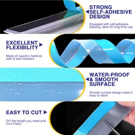 Weather Stripping 16.4FT(L) x 2in(W) Door Draft Stopper Silicone Seal Strip for House and Glass Shower, Door Sweep for Collision and Gaps of Doors and Windows, Weatherproof Soundproof (Black)