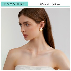 FAMARINE Gold Triangle Stud Earrings for Women Geometric Earrings Daily Earrings