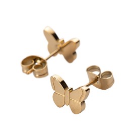 LuckyLy Aretes Mujer Joven de Mariposa, Acero Inoxidable con Baño de Oro 18k – Joyería Acero Inoxidable, Regalos para Mujer Joven, Regalos para Amigas Originales, Modelo Lila