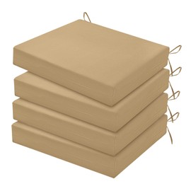 HARBOREST Outdoor Chair Cushions Set of 4 - Square Corner Waterproof Outdoor Cushions for Patio Furniture - Patio Furniture Cushions with Ties, 18.5"x16"x3", Khaki